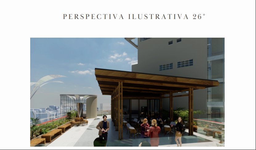Imagem digital ilustrativa do mirante do 26º andar do edifício Acaiaca